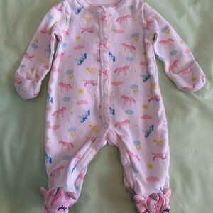 Carter’s Newborn White with Unicorn Print Baby One Piece Footie Nail Covers